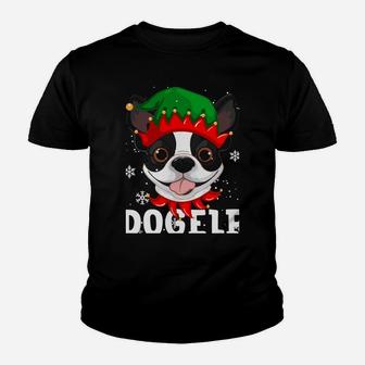 Dogelf Boston Terrier Dog Funny Ugly Christmas Sweater Sweatshirt Youth T-shirt | Crazezy DE