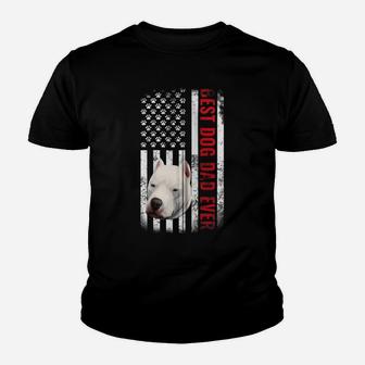 Dogs 365 Dogo Argentino Best Dog Dad Ever American Flag Men Zip Hoodie Youth T-shirt | Crazezy AU