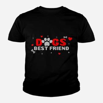 Dogs Best Friend Dog, Heart Paw Print, Dog Lovers Youth T-shirt | Crazezy