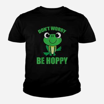 Dont Worry Be Hoppy Cute Crazy Frog Youth T-shirt | Crazezy