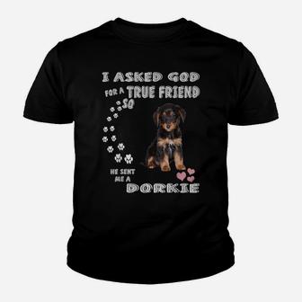 Dorkie Terrier Dog Mom Costume Doxie Yorkie Dad, Cute Dorkie Youth T-shirt | Crazezy