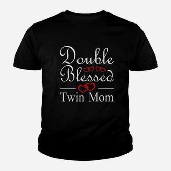 Double Blessed Twins Mom Youth T-shirt | Crazezy