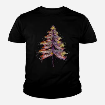 Dragonfly Christmas Tree Colorfull Retro Vintage Watercolor Youth T-shirt | Crazezy UK