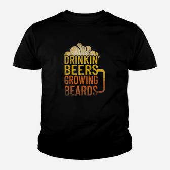 Drinkin Beers Growing Beards Funny Hipster Inspired Youth T-shirt | Crazezy DE
