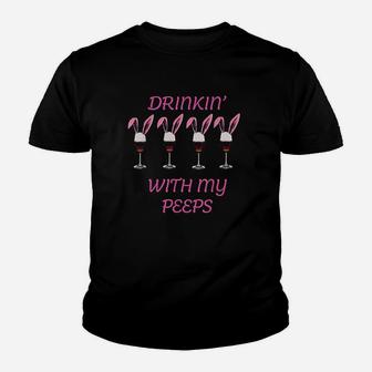 Drinking With My Peeps Easter Youth T-shirt | Crazezy UK