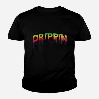 Drippin Sauce Melting Trending Messy Light Distress Youth T-shirt | Crazezy