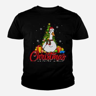 Duck Christmas Pajama Funny Santa Hat Scarf Animal Lover Sweatshirt Youth T-shirt | Crazezy
