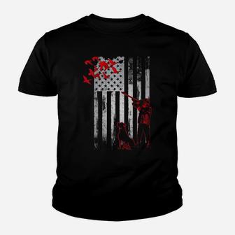 Duck Hunting With Dog Hunters Daddy Gift American Usa Flag Youth T-shirt | Crazezy CA