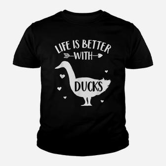 Duck Lover Gift 'Life Is Better With Ducks' Fun Animal Duck Youth T-shirt | Crazezy