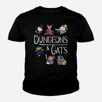 Dungeons And Cats Funny Dragon Cat Kitten Lover Kitty Gift Youth T-shirt | Crazezy UK