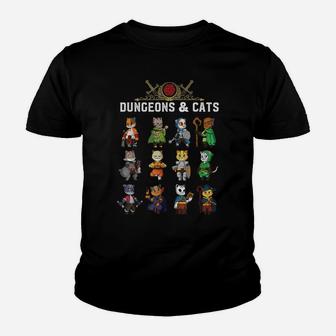 Dungeons And Cats Rpg D20 Fantasy Roleplaying Gamers Gift Youth T-shirt | Crazezy