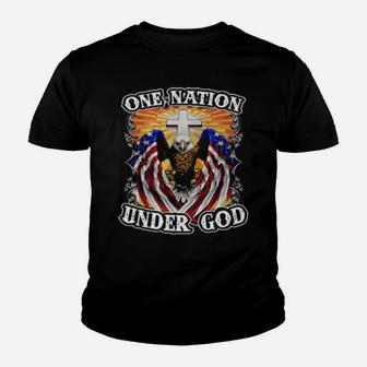 Eagles American Flag One Nation Under God Youth T-shirt - Monsterry UK