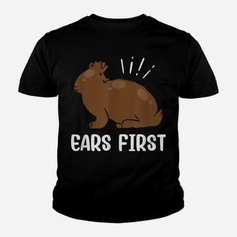 Ears First Chocolate Easter Bunny Rabbit Funny Easter Youth T-shirt | Crazezy AU