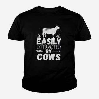 Easily Distracted By Cows Youth T-shirt | Crazezy CA