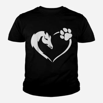 Easily Distracted By Dogs And Horses Paw Valentines Day Youth T-shirt - Monsterry AU