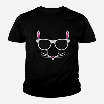 Easter Bunny Rabbit Face With Glasses Youth T-shirt | Crazezy DE