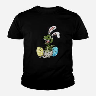 Easter Day T Rex With Bunny Ears Eggs Funny Youth T-shirt | Crazezy AU