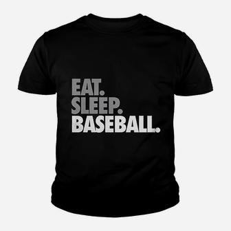 Eat Sleep Baseball Bold Text Youth T-shirt | Crazezy