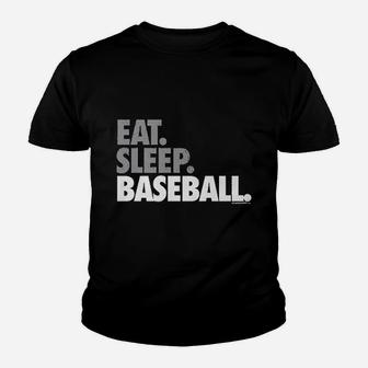 Eat Sleep Baseball Bold Text Youth Youth T-shirt | Crazezy