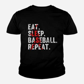 Eat Sleep Baseball Repeat Youth T-shirt | Crazezy