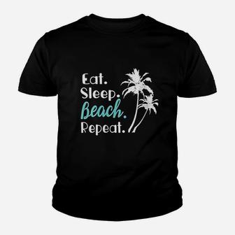 Eat Sleep Beach Repeat Summer Vacation Family Matching Youth T-shirt | Crazezy UK