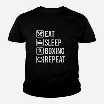Eat Sleep Boxing Repeat Funny Youth T-shirt | Crazezy