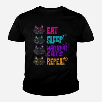 Eat Sleep Cat Warrior Repeat Cat Warrior Love Cats Raglan Baseball Tee Youth T-shirt | Crazezy DE