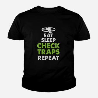 Eat Sleep Check Traps Repeat Youth T-shirt | Crazezy CA