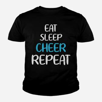 Eat Sleep Cheer Repeat Funny Cheerleader Team Cheerleading Youth T-shirt | Crazezy