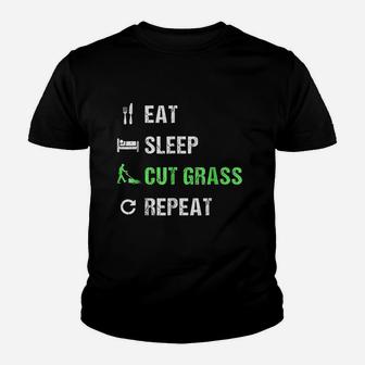 Eat Sleep Cut Grass Repeat Youth T-shirt | Crazezy