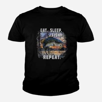 Eat Sleep Fish Repeat Youth T-shirt | Crazezy