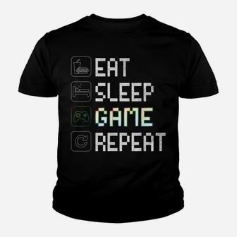 Eat Sleep Game Repeat - Rgb Effect - For Video Games Lovers Youth T-shirt | Crazezy DE