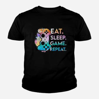 Eat Sleep Game Repeat Youth T-shirt | Crazezy
