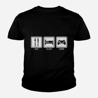 Eat Sleep Game Video Games Controller Youth T-shirt | Crazezy