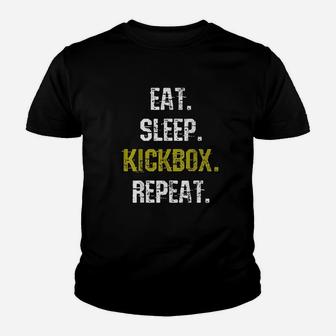 Eat Sleep Kickbox Repeat Funny Training Gift Youth T-shirt | Crazezy
