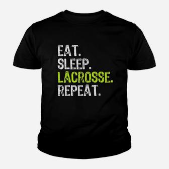 Eat Sleep Lacrosse Repeat Player Lax Funny Cool Gift Youth T-shirt | Crazezy UK
