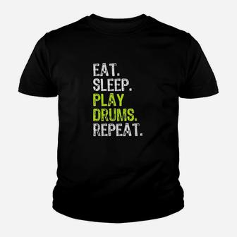 Eat Sleep Play Drums Repeat Drummer Gift Youth T-shirt | Crazezy UK