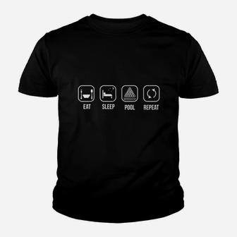 Eat Sleep Pool Billiard Repeat Funny Saying Youth T-shirt | Crazezy UK