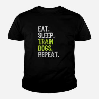 Eat Sleep Train Dogs Trainer Training Funny Gif Youth T-shirt | Crazezy