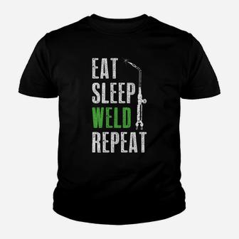 Eat Sleep Weld Repeat Welder Tee Welding Funny Christmas Youth T-shirt | Crazezy