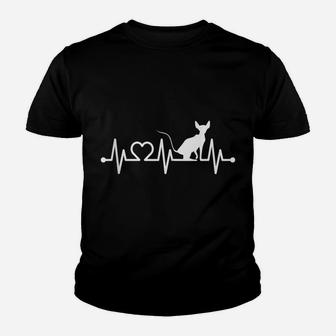 Ecg Heartbeat Pulse Heart Sphynx For Sphinx Cat Owners Youth T-shirt | Crazezy