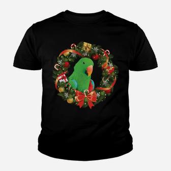 Eclectus Parrot Christmas Wreath Youth T-shirt | Crazezy