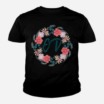 Ed Round Floral Frame Retro Emergency Department Nurse Gift Youth T-shirt | Crazezy CA