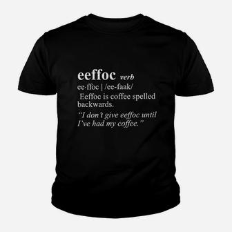 Eeffoc Funny Coffee Spelled Backwards Youth T-shirt | Crazezy UK