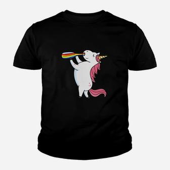 Einhorn-Eisbär Grafik Kinder Tshirt Schwarz, Einzigartiges Design Tee - Seseable