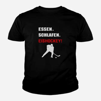 Eishockey-Enthusiast Kinder Tshirt - Essen, Schlafen, Eishockey, Fanshirt - Seseable