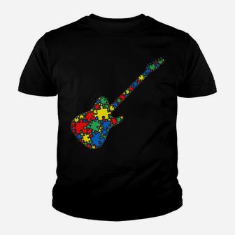 Electric Guitar Autism Puzzle Women Men - Autism Awareness Youth T-shirt | Crazezy