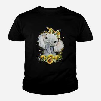 Elephant Sunflower Youth T-shirt | Crazezy CA