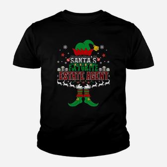 Elf Xmas Santa's Favorite Estate Agent Ugly Sweater Funny Sweatshirt Youth T-shirt | Crazezy