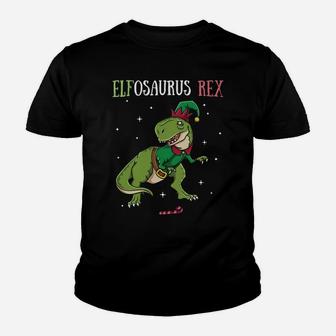 Elfosaurus T-Rex Elf Dinosaur Elves Christmas Dino Gift Sweatshirt Youth T-shirt | Crazezy